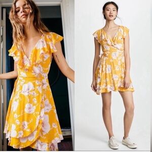 Free People Yellow Floral Mini Dress